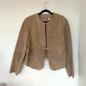 Vintage Valerie Stevens Tan Leather Lasercut Jacket